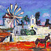 Пейзаж с мельницей. Крит. 2008. Холст, масло. 60х100